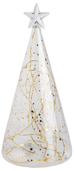 Szklana choinka LED 22 cm Gwiazdki złote RAEDER