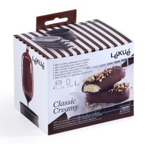 Zestaw 4 foremek do lodów + składany pojemnik Classic Creamy Ice Lolly Moulds LEKUE
