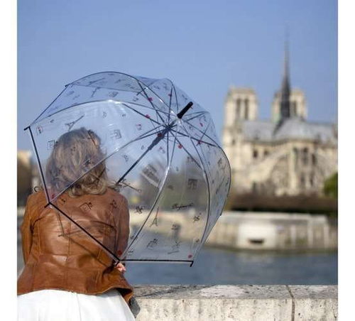 Długi przezroczysty parasol kopuła Paris a la mai SMATI