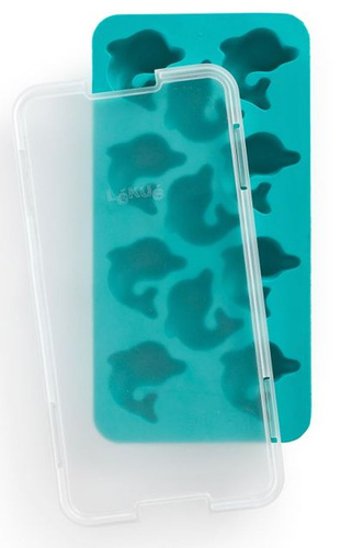 Forma na kostki lodu z pokrywą delfiny turkusowa LEKUE