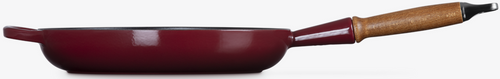 Patelnia żeliwna 28 cm z drewnianym uchwytem garnet LE CREUSET