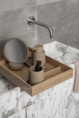 Ceramiczna podstawka na akcesoria SONO tan BLOMUS