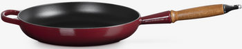 Patelnia żeliwna 28 cm z drewnianym uchwytem garnet LE CREUSET