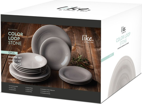 Zestaw talerzy 12el. (dla 4 osób) Color Loop Stone VILLEROY BOCH