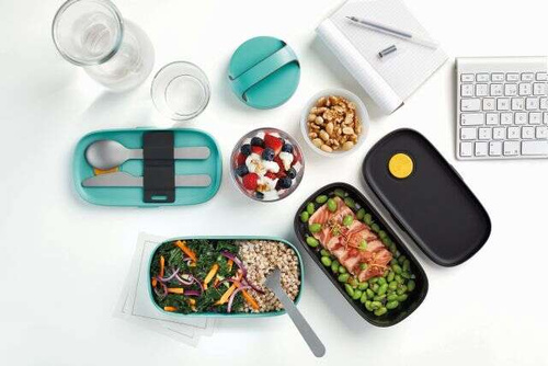 LunchBox To Go 2x500 ml + sztućce czarny edycja limitowana LEKUE