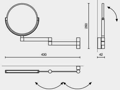 Lustro kosmetyczne 1:1 i 3:1 Linea polerowane ZACK