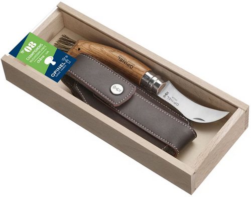 Składany nóż do grzybów N°08 ze skórzanym etui OPINEL 