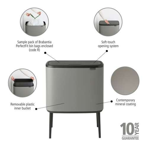 Kosz 11+23 l BO Touch Bin Mineral Concrete Grey BRABANTIA