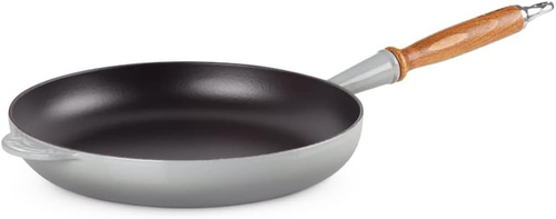 Patelnia żeliwna 28cm z drewnianym uchwytem Mist Grey LE CREUSET