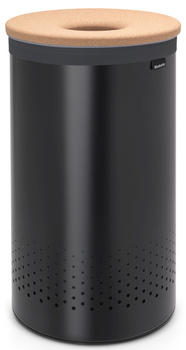 Stalowy kosz na bieliznę 60l czarny/pokrywa z korka BRABANTIA