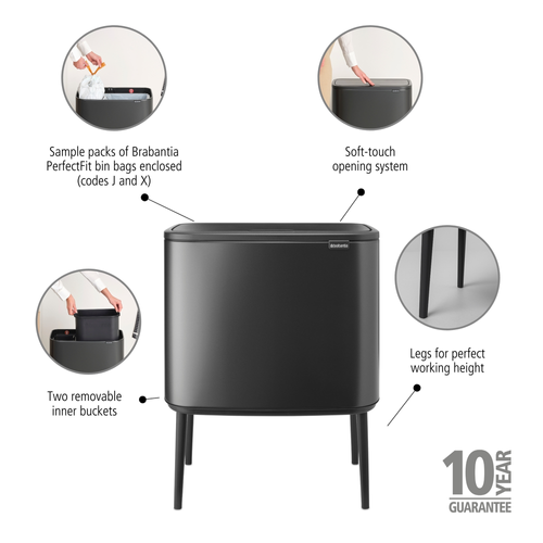 Kosz BO Touch Bin 11+23l Confident Grey BRABANTIA