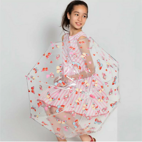 Dziecięcy parasol przezroczysty z gwizdkiem motyle SMATI