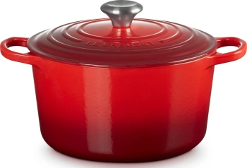 Głęboka brytfanna żeliwna okrągła 24 cm wiśniowa LE CREUSET