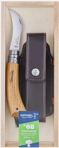 Składany nóż do grzybów N°08 ze skórzanym etui OPINEL 