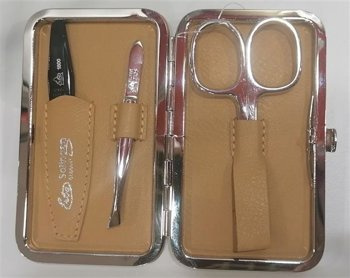 Zestaw do manicure 3 cz. stal niklowana, piaskowe, sztywne etui - Erbe Solingen