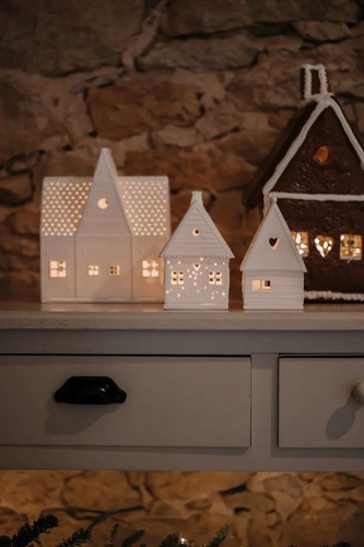 Lampion domek 14 cm Chatka z Piernika śnieżka RAEDER