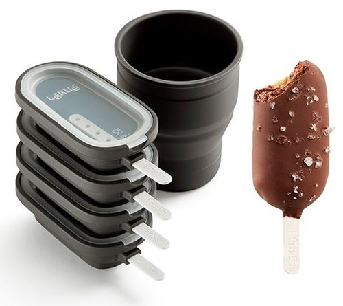 Zestaw 4 foremek do lodów + składany pojemnik Classic Creamy Ice Lolly Moulds LEKUE