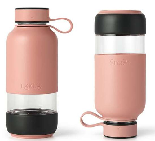 Szklana butelka na wodę 500 ml To Go różowa LEUKE
