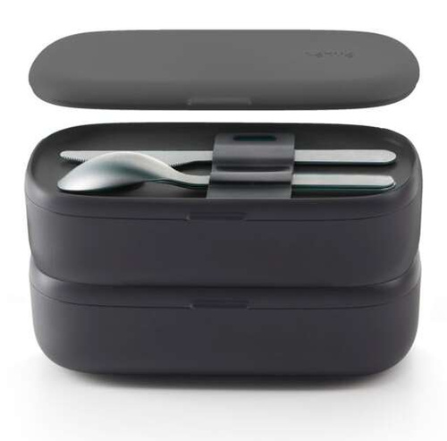 LunchBox To Go 2x500 ml + sztućce czarny edycja limitowana LEKUE