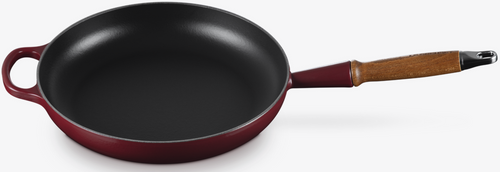 Patelnia żeliwna 28 cm z drewnianym uchwytem garnet LE CREUSET
