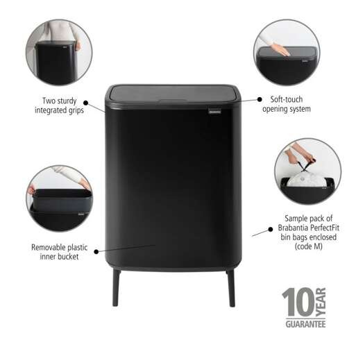 Kosz Bo Touch Bin Hi 60 l czarny matowy BRABANTIA