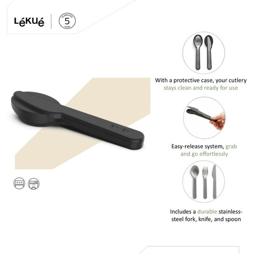 Zestaw podróżnych sztućców To Go black LEKUE