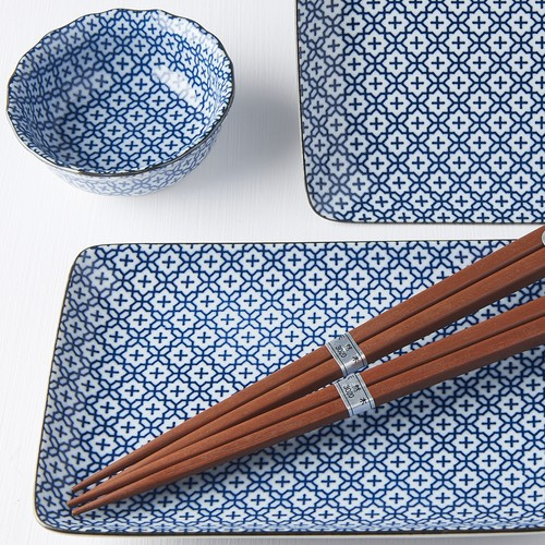 Zestaw do sushi Flowers Blue&White MADE IN JAPAN