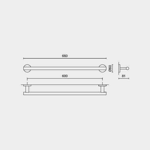 Reling łazienkowy 66cm SCALA polerowany ZACK
