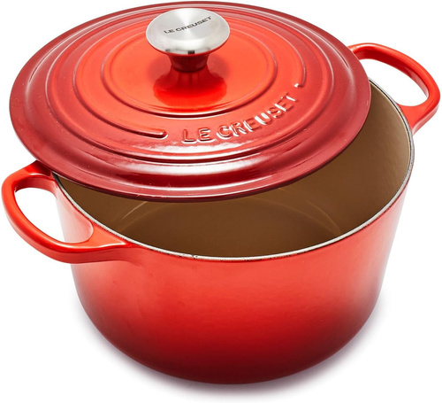 Głęboka brytfanna żeliwna okrągła 24 cm wiśniowa LE CREUSET