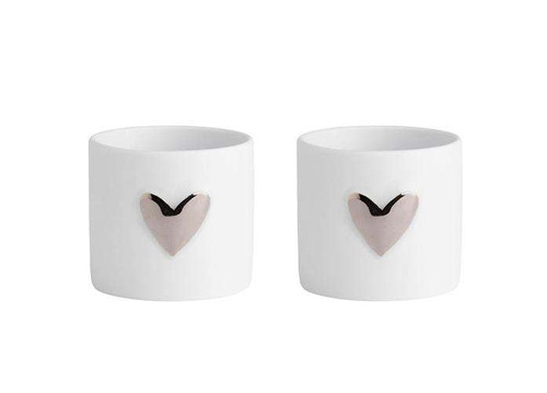 Zestaw 2 świeczników na tealight - srebrne serce RAEDER