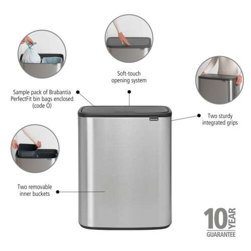 Kosz Bo Touch Bin 2x30 l stal matowa FPP BRABANTIA