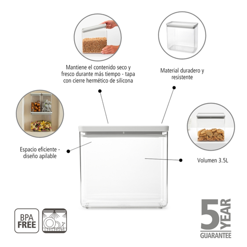 Pojemnik prostokątny 3,5l Tasty+ Light Grey BRABANTIA 