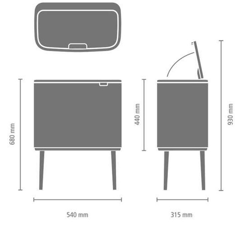 Kosz 11+23 l BO Touch Bin Champagne BRABANTIA