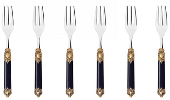 Zestaw 6 widelczyków do ciasta Rinascimento gold BUGATTI