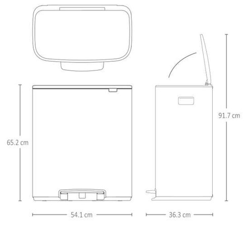 Kosz Bo Pedal Bin 60l szary betonowy powłoka mineralna BRABANTIA