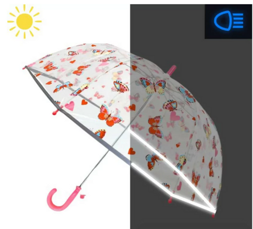 Dziecięcy parasol przezroczysty z gwizdkiem motyle SMATI