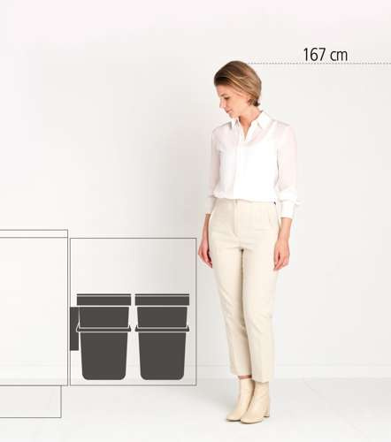 Kosz szafkowy Sort & Go 2 x 16l Jade Green/Grey BRABANTIA