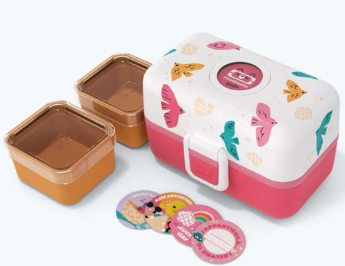 Lunchbox dziecięcy Tresor pink birds MONBENTO