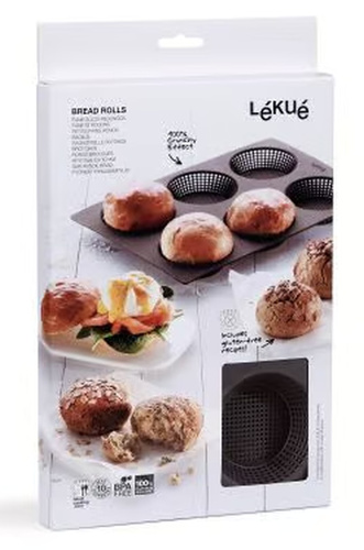 Forma do pieczenia bułek (6 sztuk) perforowana silikonowa brązowa LEKUE