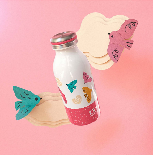 Butelka termiczna 350ml Cooly pink Birds MONBENTO