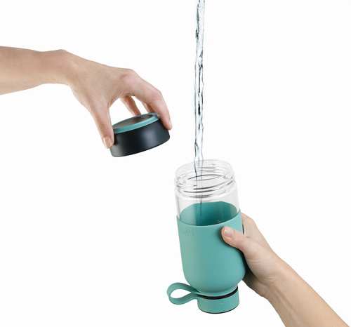 Szklana butelka na wodę 500 ml To Go turkusowa LEUKE