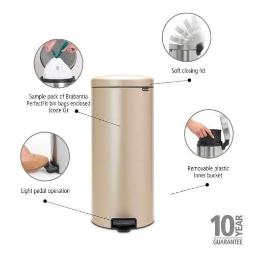 Kosz pedałowy 30 l NewIcon Champagne BRABANTIA