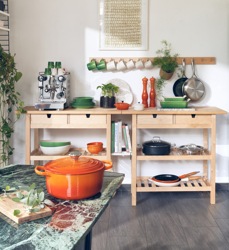 Patelnia żelwina 24cm z drewnianym uchwytem płomienna LE CREUSET