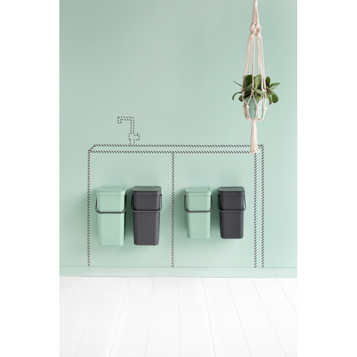 Kosz szafkowy Sort & Go 2 x 16l Jade Green/Grey BRABANTIA