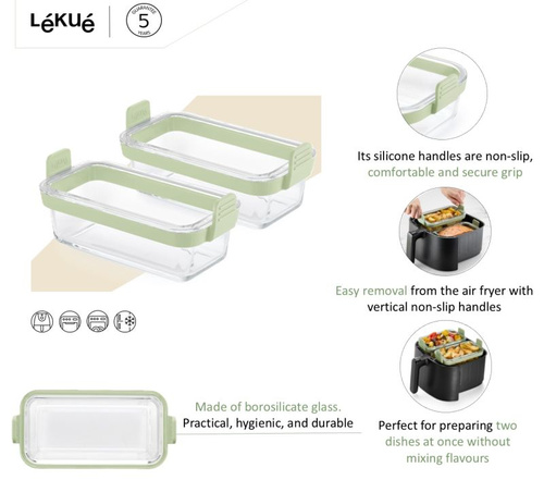 Zestaw 2 form szklanych do Air Fryer LEKUE