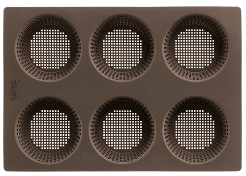 Forma do pieczenia bułek (6 sztuk) perforowana silikonowa brązowa LEKUE