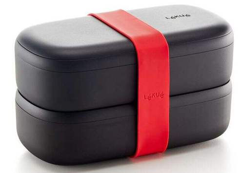 LunchBox To Go 2x500 ml + sztućce czarny edycja limitowana LEKUE