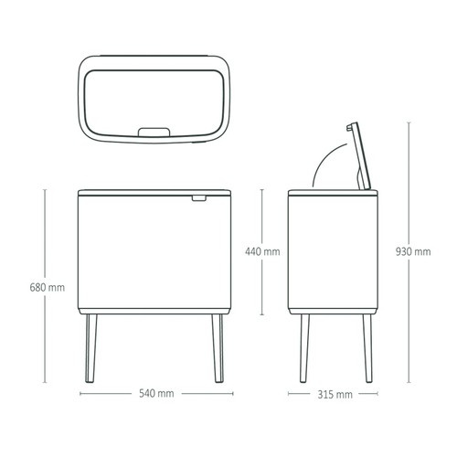 Kosz BO Touch Bin 11-23l platynowy BRABANTIA