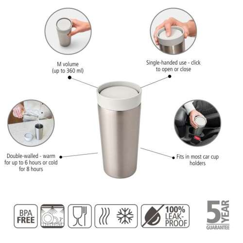 Kubek termiczny 360ml Make&Take light grey BRABANTIA