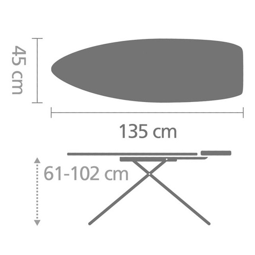 Deska do prasowania rozmiar D (135x45 cm) prosta rama Denim Black BRABANTIA 